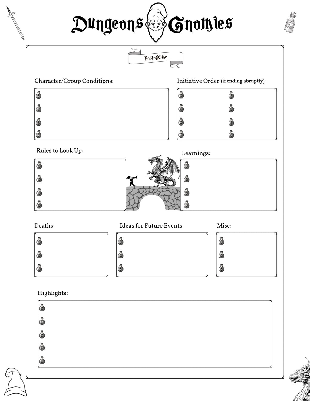 DM Session Checklist- Digital Download