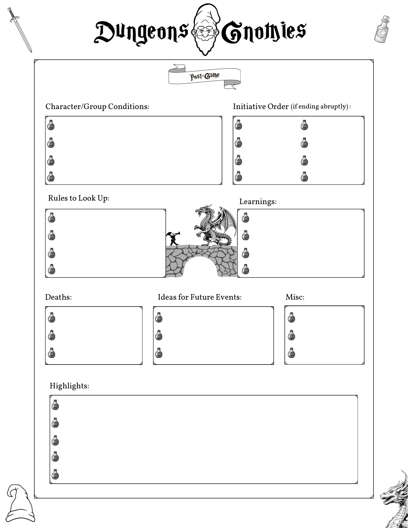 DM Session Checklist- Digital Download