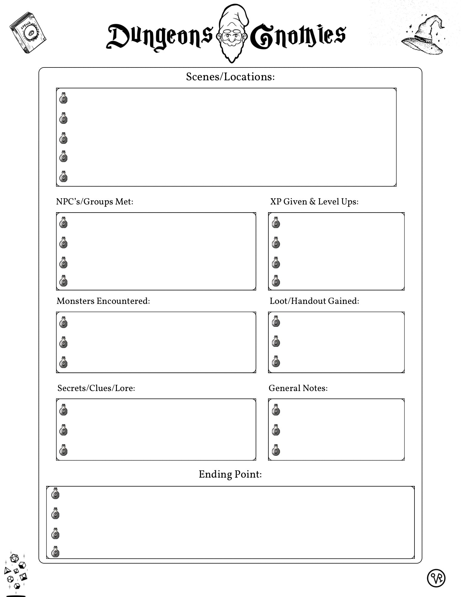 DM Session Checklist- Digital Download