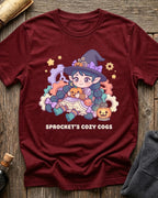 Cardinal t-shirt featuring Sprocket's Cozy Cogs gnome tinkerer design