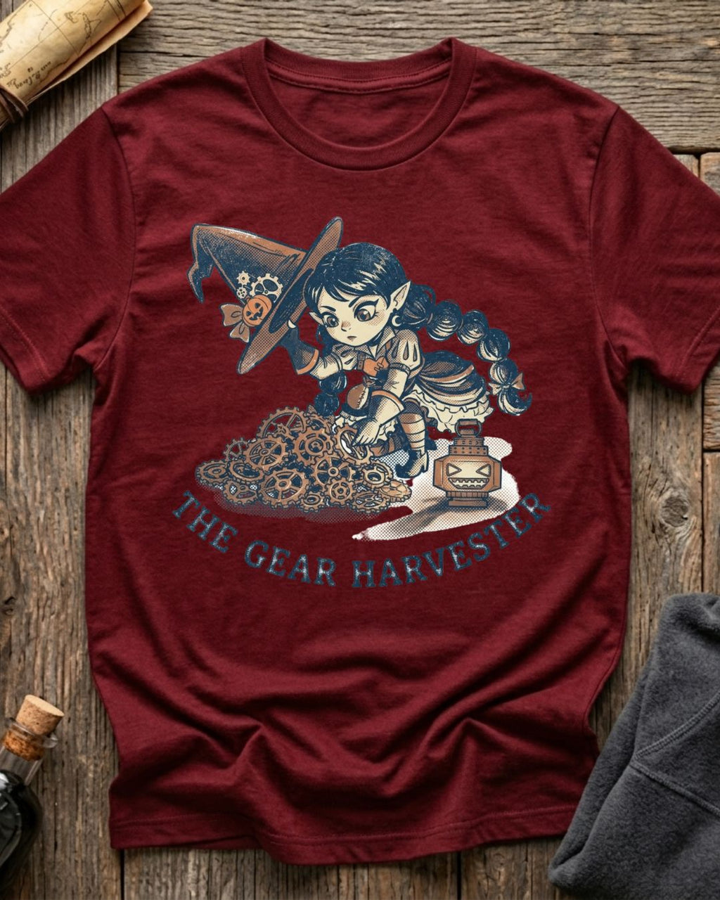 Cardinal t-shirt featuring the Great Harvester design with Sprocket the gnome