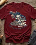 Cardinal t-shirt featuring the Great Harvester design with Sprocket the gnome