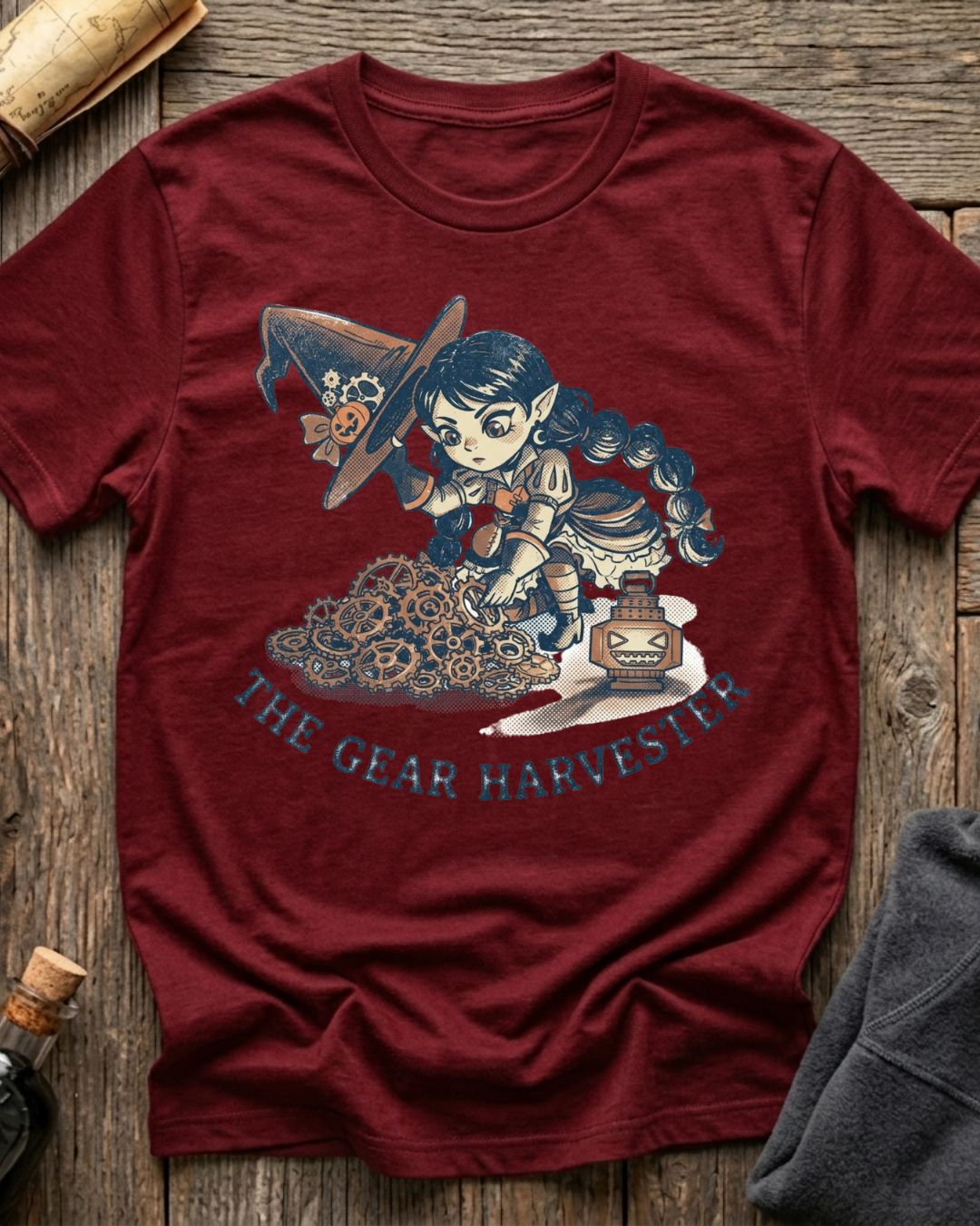 Cardinal t-shirt featuring the Great Harvester design with Sprocket the gnome