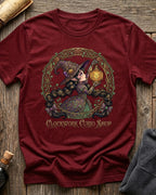 Cardinal t-shirt featuring the Clockwork Curio design with Sprocket the gnome