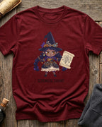Cardinal t-shirt featuring the Schematic Savant blueprint design with Sprocket the gnome