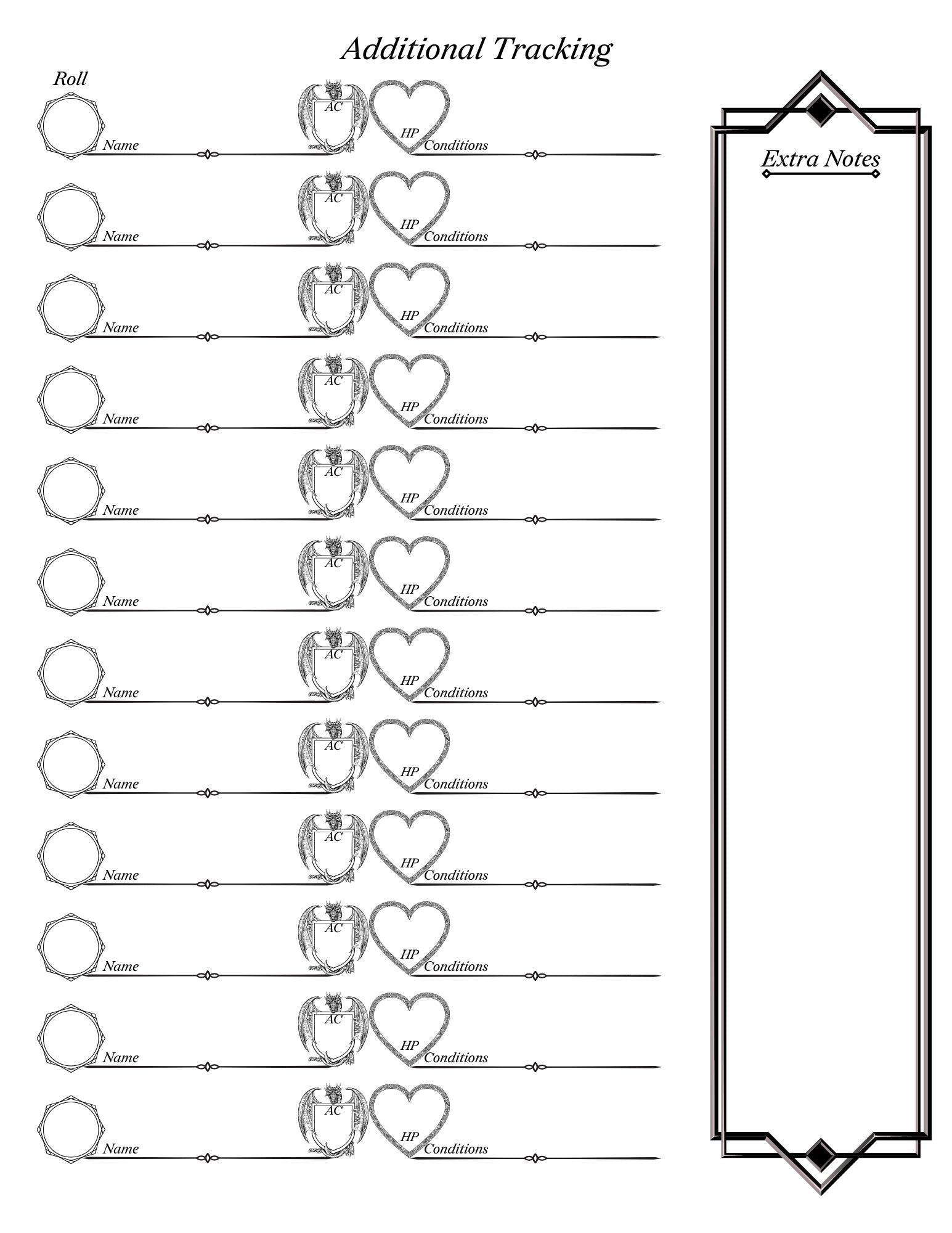 Gnomies Adventure Club Initiative Tracker — Printable PDF