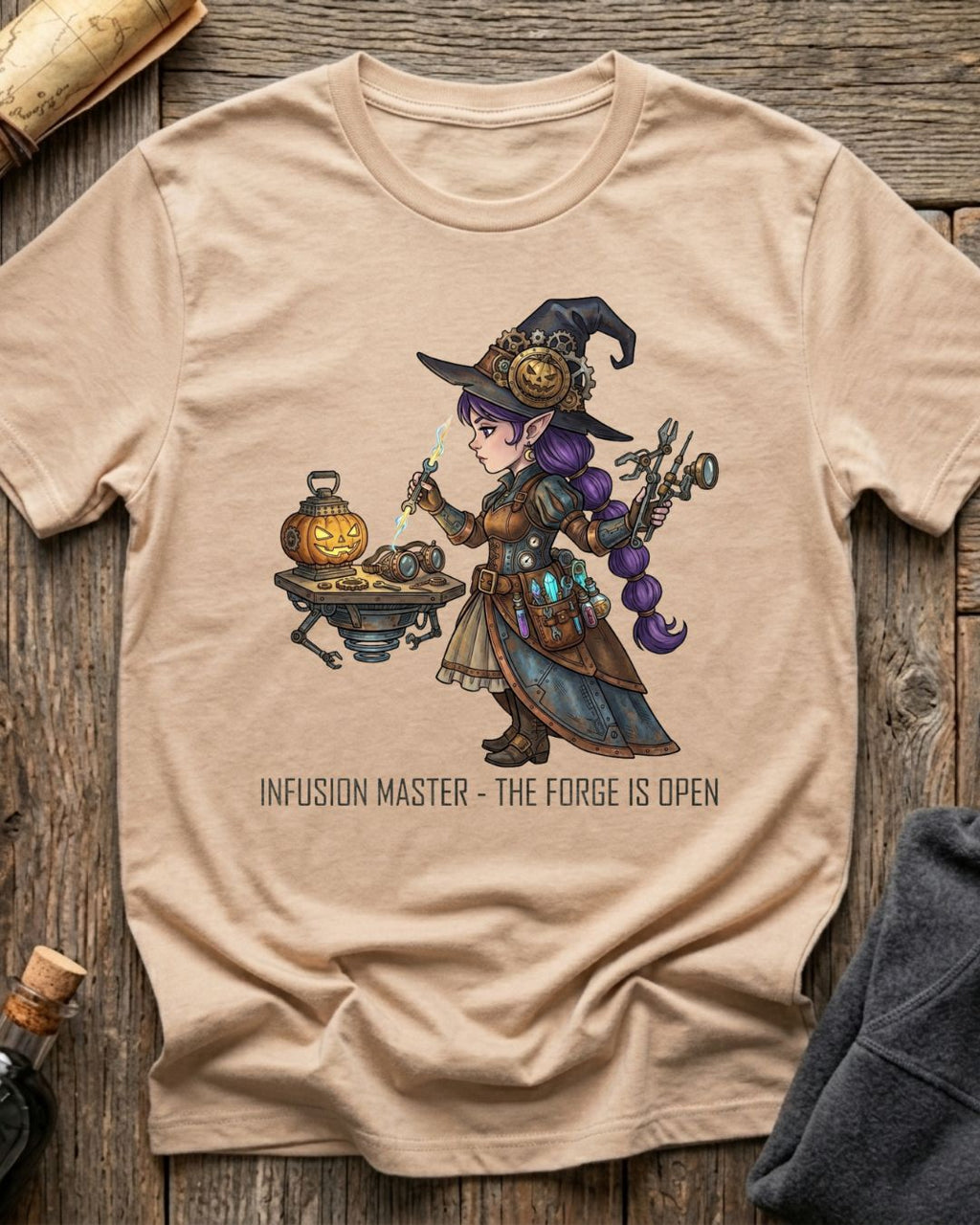 Soft Cream t-shirt featuring the Infusion Master design with Sprocket the gnome