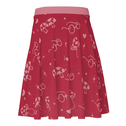 Mushroom Love Skater Skirt – Cute Gradient Skirt for Women