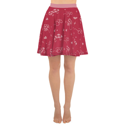 Mushroom Love Skater Skirt – Cute Gradient Skirt for Women