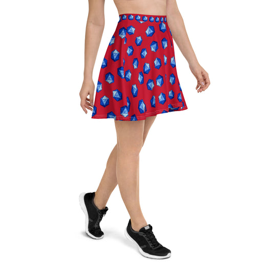 Red/Cobalt Gnomies D20 Skater Skirt