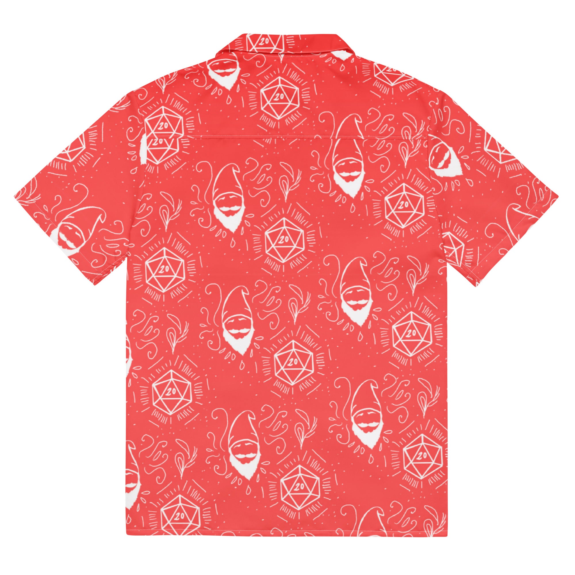 Red Random Encounter button-up shirt back view