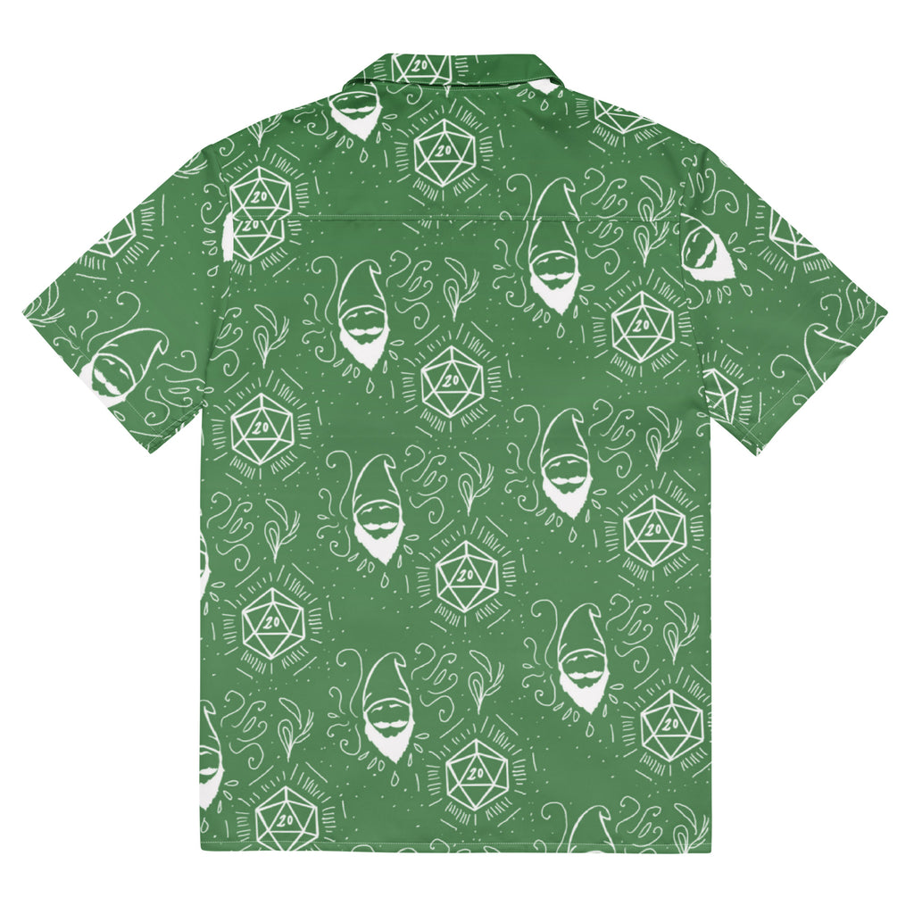 Green Random Encounter button-up shirt back view