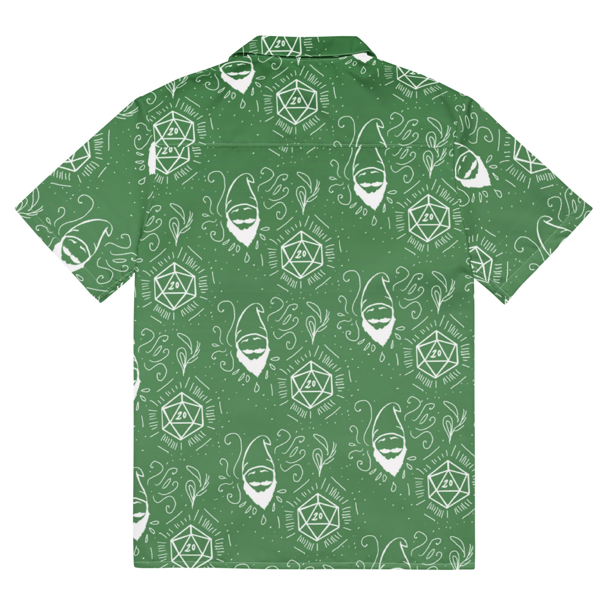 Green Random Encounter button-up shirt back view