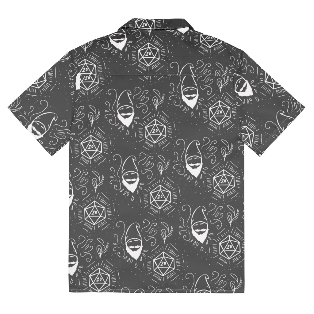 Black Random Encounter button-up shirt back view