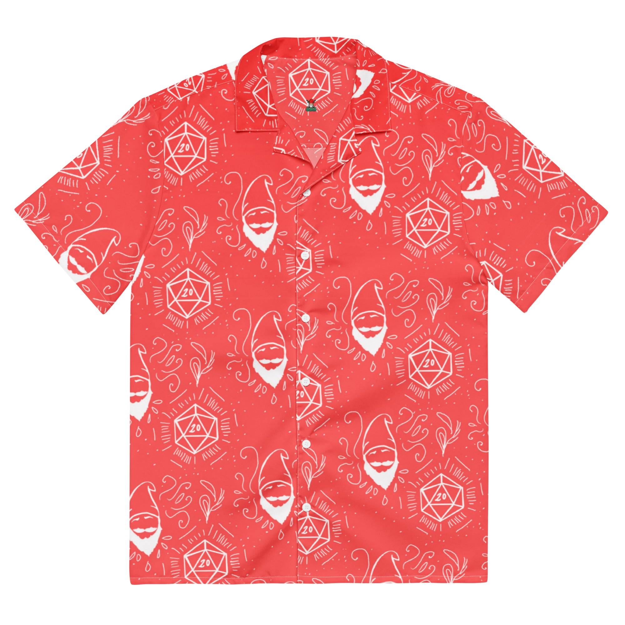 Red Random Encounter button-up shirt front view