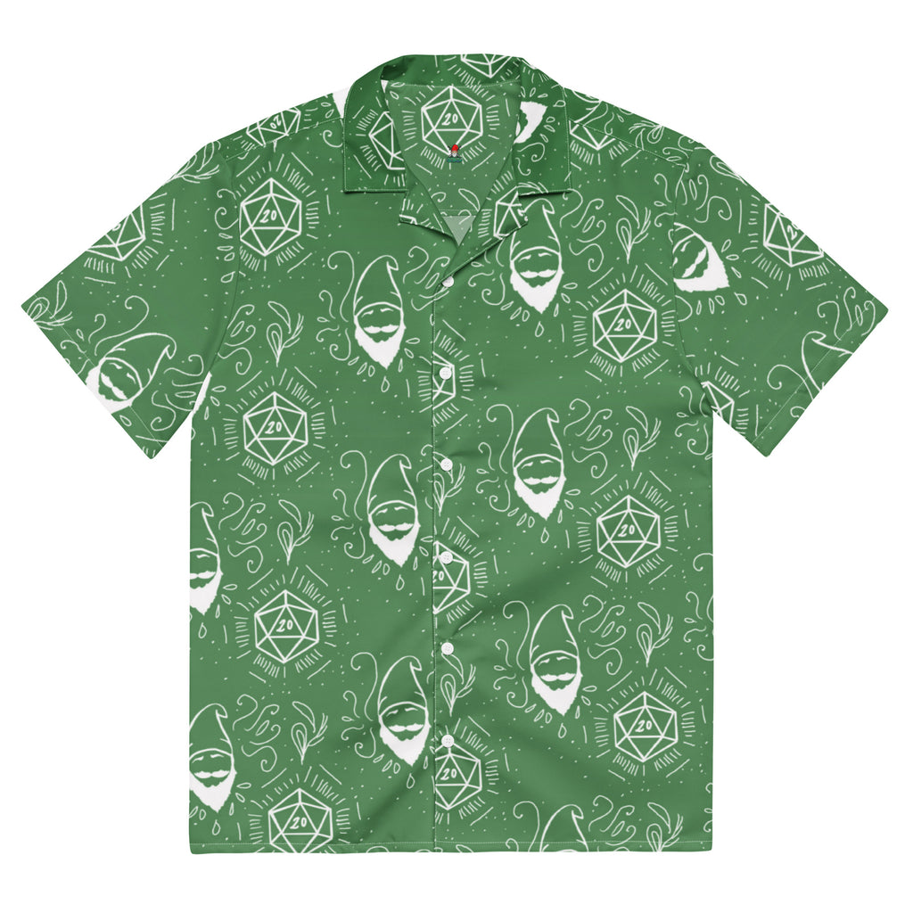 Green Random Encounter button-up shirt front view