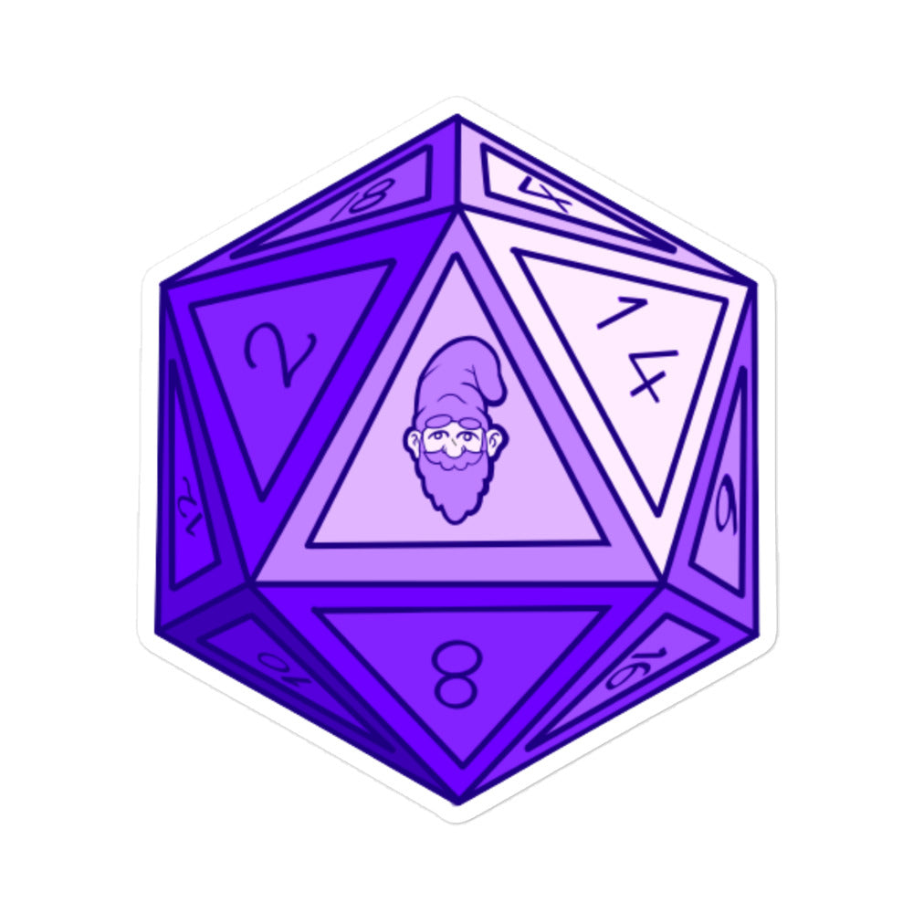 Amethyst Gnomie D20 Bubble-free Stickers