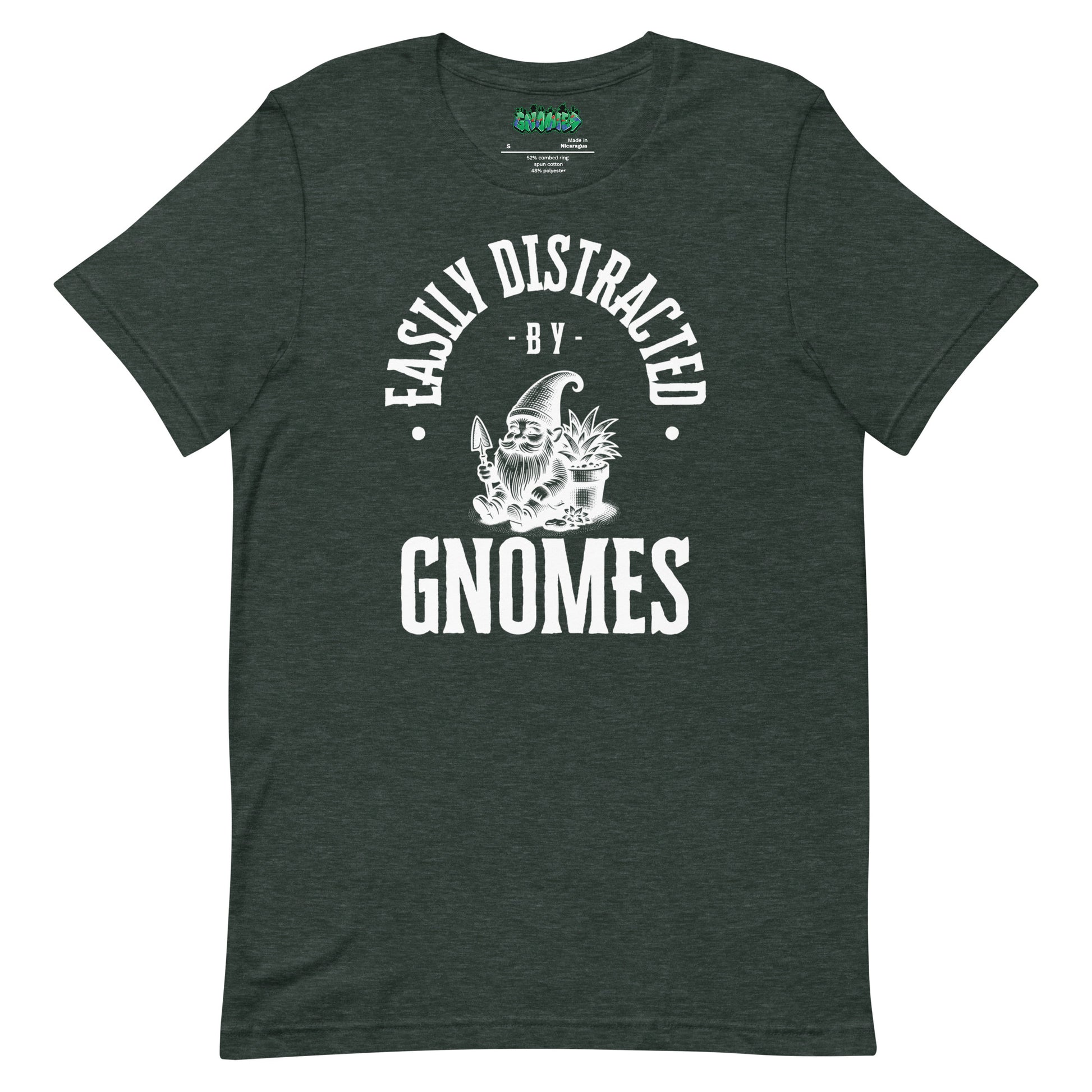 Easily Distracted by Gnomes T-Shirt – Fun Garden Gnome Tee